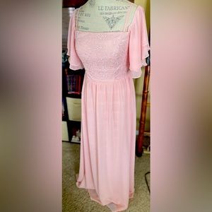 Ever Pretty pink dress - sz 6 floor length lined - floral lace bodice
